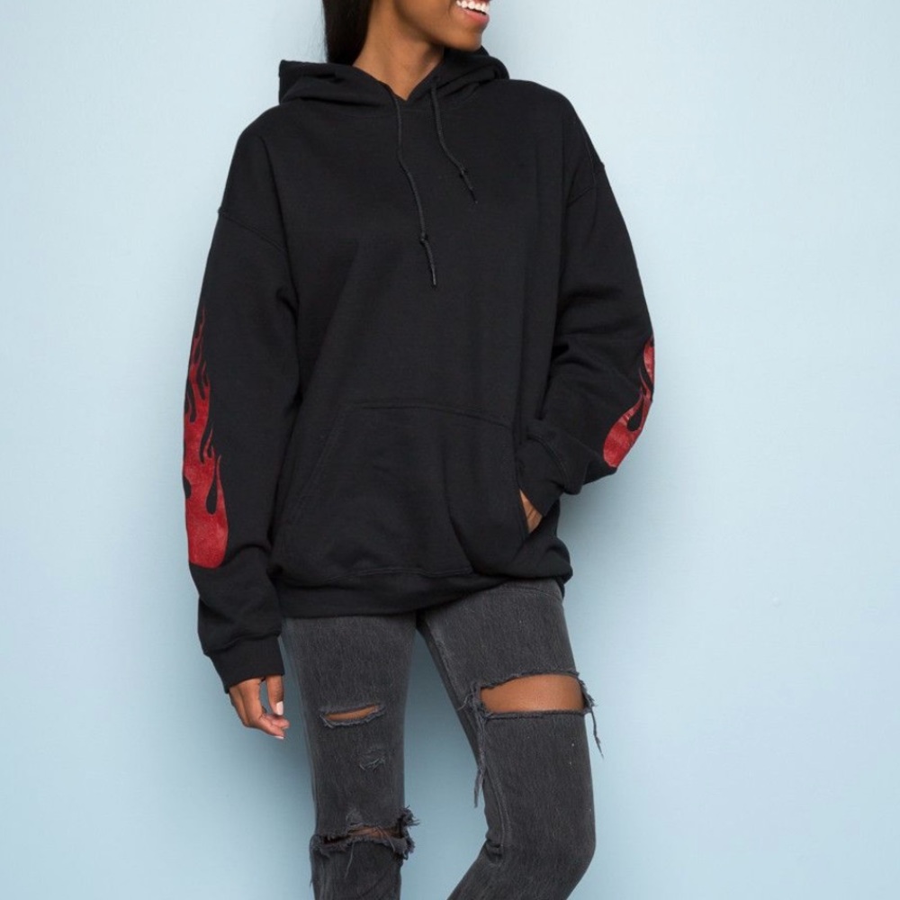 black fire flame brandy melville hoodie